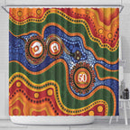 Australia NAIDOC Week 2026 Shower Curtain 50 Years of Deadly Dhari Snake Aboriginal Art