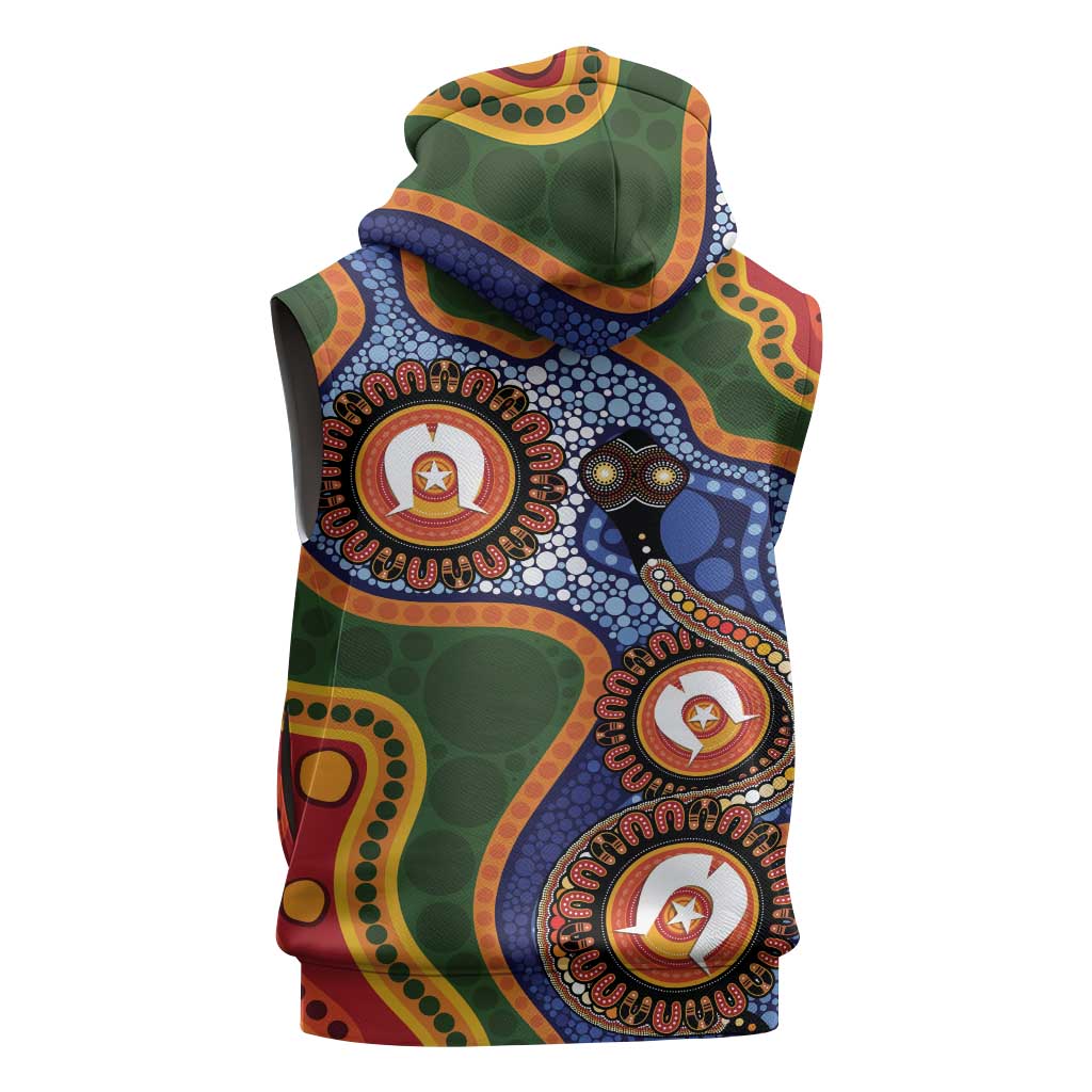 Australia NAIDOC Week 2026 Sleeveless Hoodie 50 Years of Deadly Dhari Snake Aboriginal Art