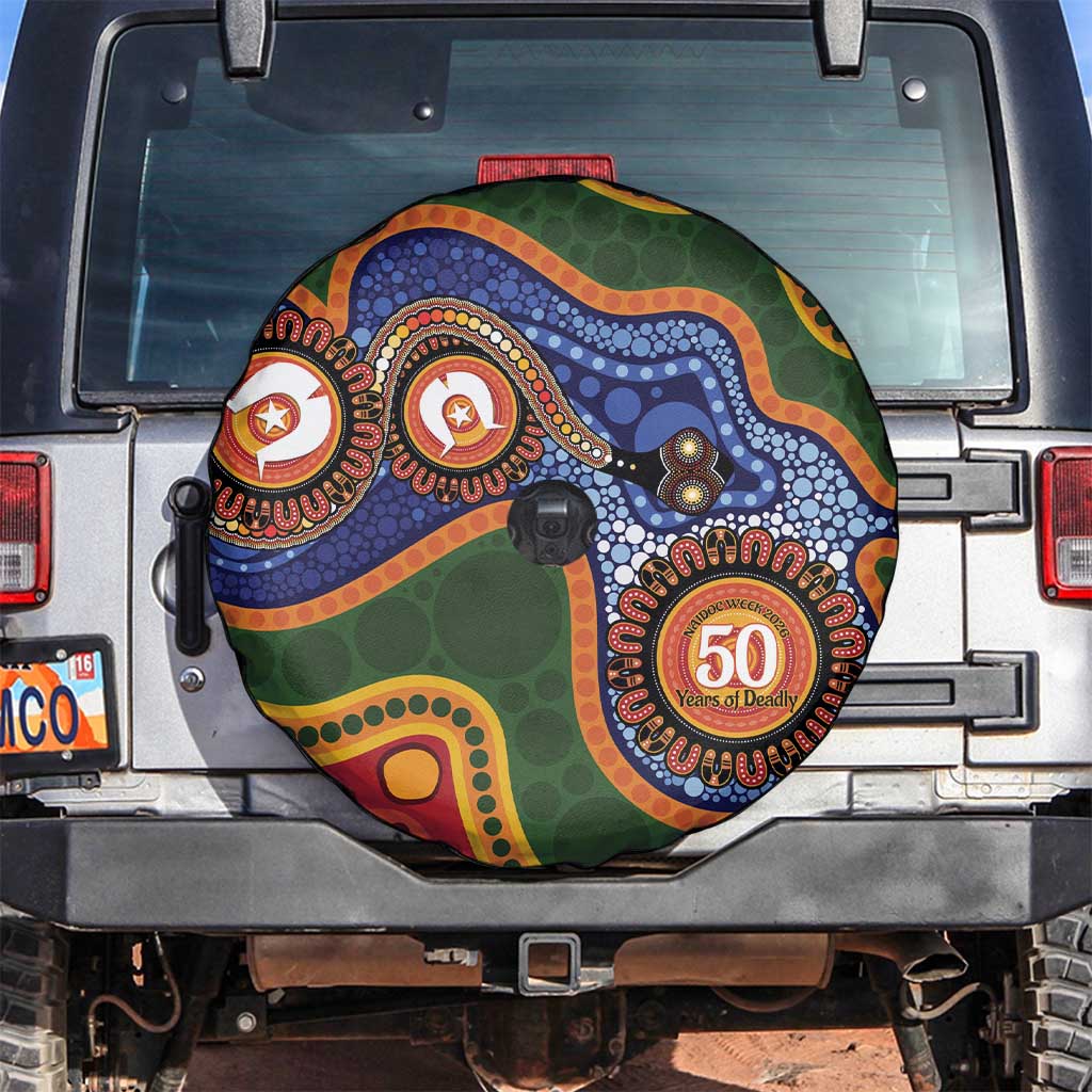 Australia NAIDOC Week 2026 Spare Tire Cover 50 Years of Deadly Dhari Snake Aboriginal Art