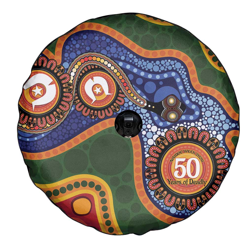 Australia NAIDOC Week 2026 Spare Tire Cover 50 Years of Deadly Dhari Snake Aboriginal Art