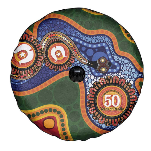 Australia NAIDOC Week 2026 Spare Tire Cover 50 Years of Deadly Dhari Snake Aboriginal Art