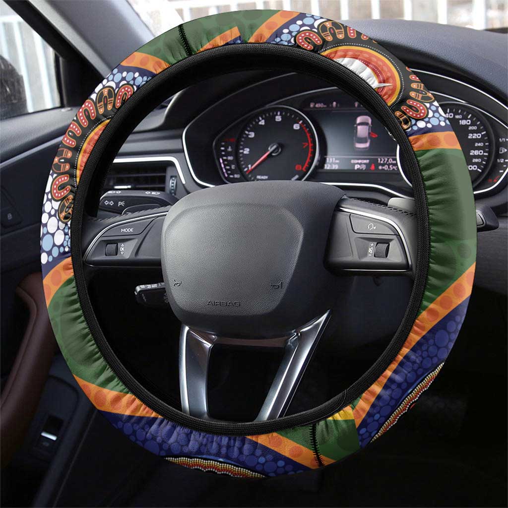 Australia NAIDOC Week 2026 Steering Wheel Cover 50 Years of Deadly Dhari Snake Aboriginal Art