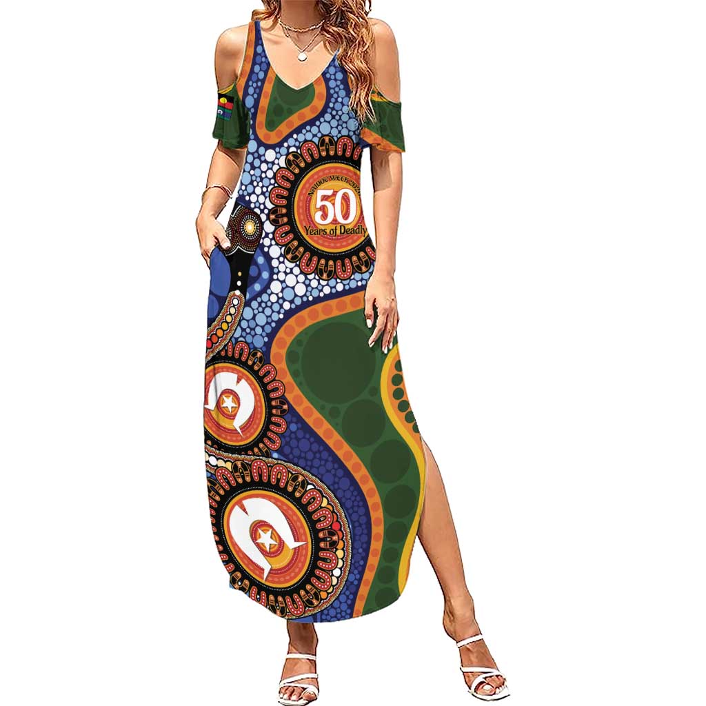 Australia NAIDOC Week 2026 Summer Maxi Dress 50 Years of Deadly Dhari Snake Aboriginal Art
