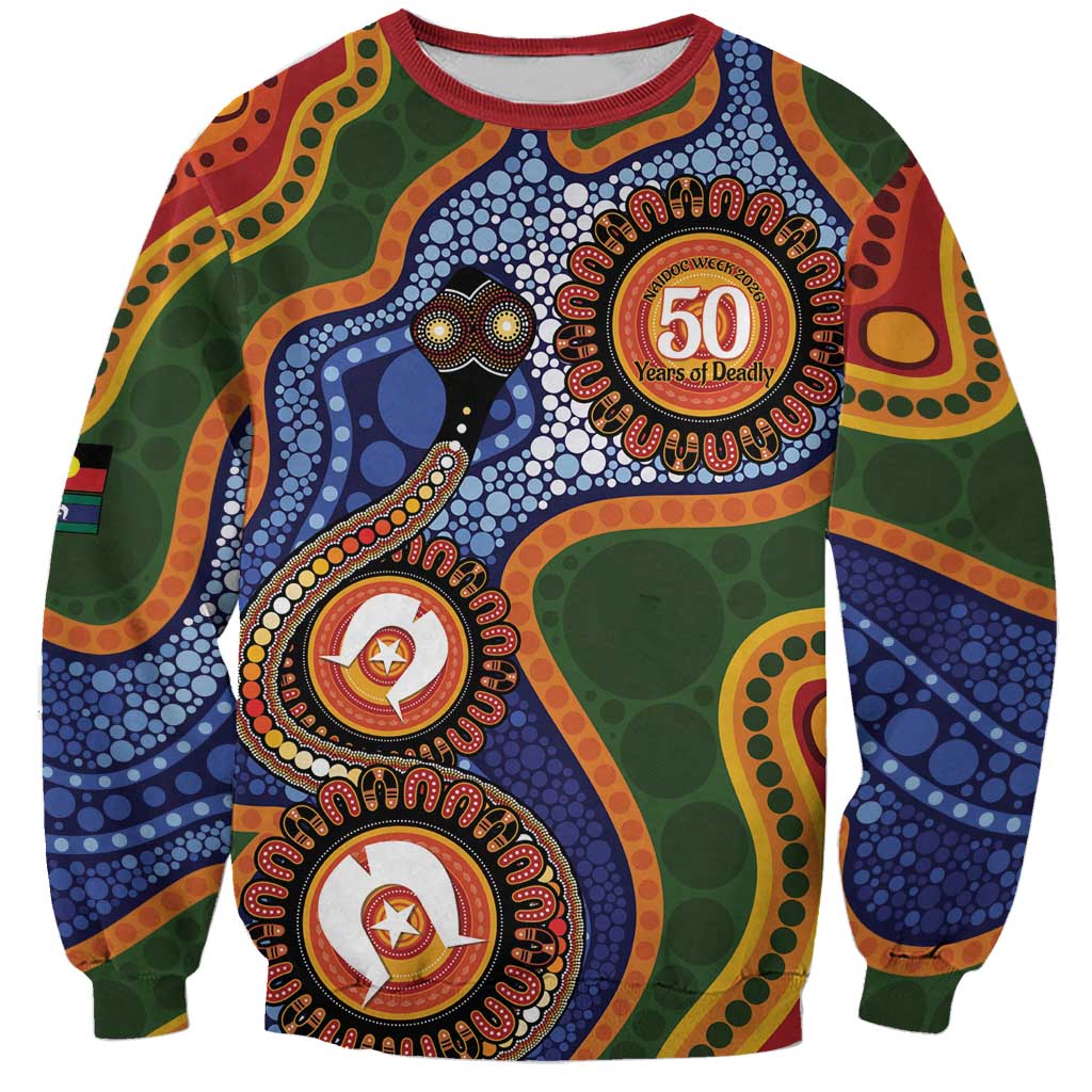 Australia NAIDOC Week 2026 Sweatshirt 50 Years of Deadly Dhari Snake Aboriginal Art
