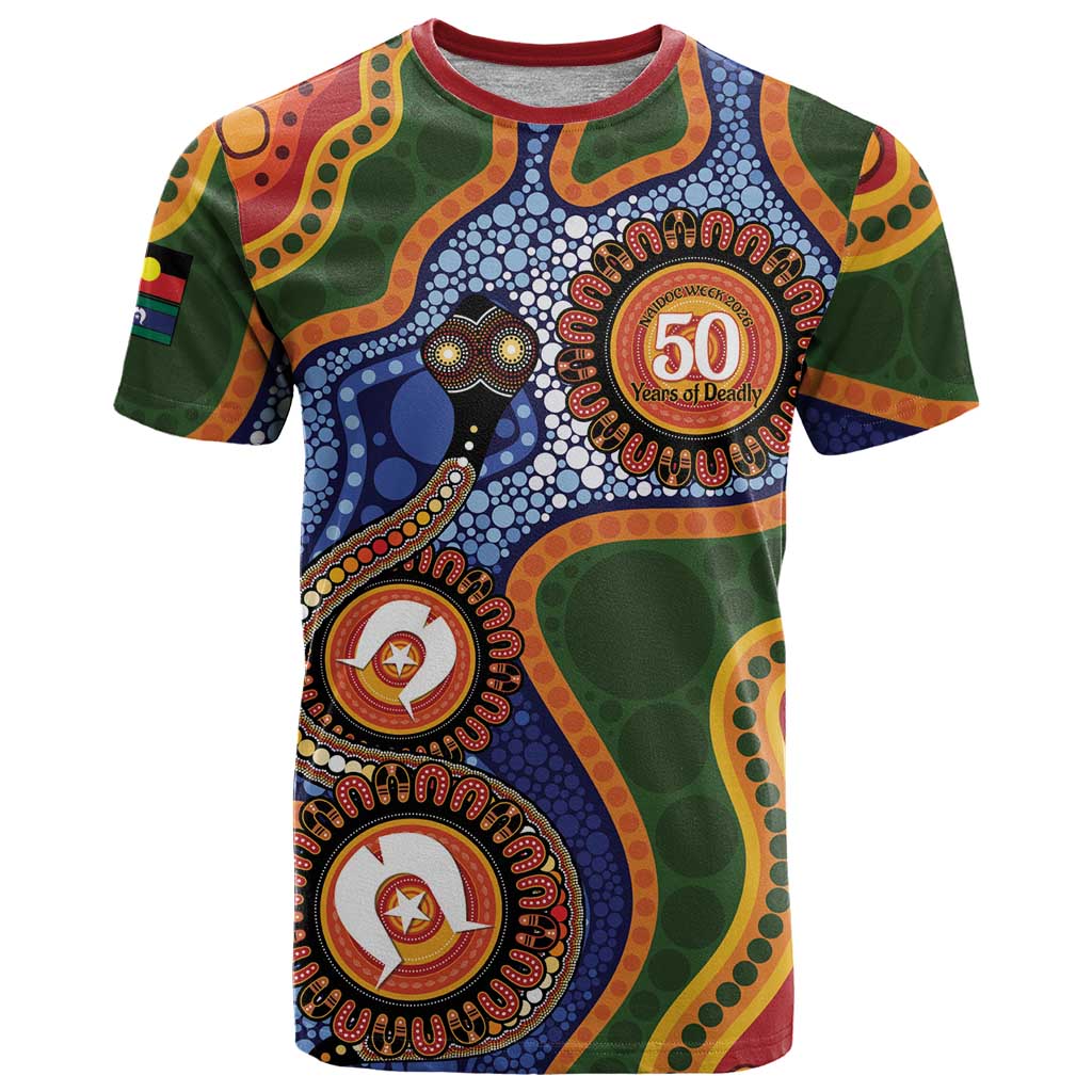 Australia NAIDOC Week 2026 T Shirt 50 Years of Deadly Dhari Snake Aboriginal Art