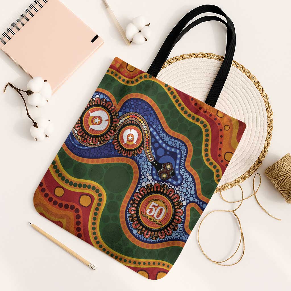 Australia NAIDOC Week 2026 Tote Bag 50 Years of Deadly Dhari Snake Aboriginal Art