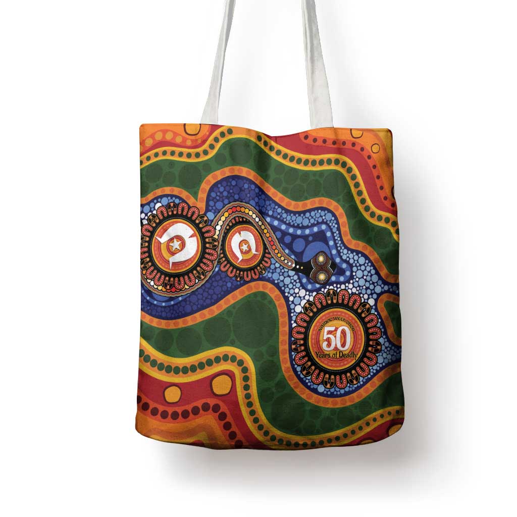 Australia NAIDOC Week 2026 Tote Bag 50 Years of Deadly Dhari Snake Aboriginal Art