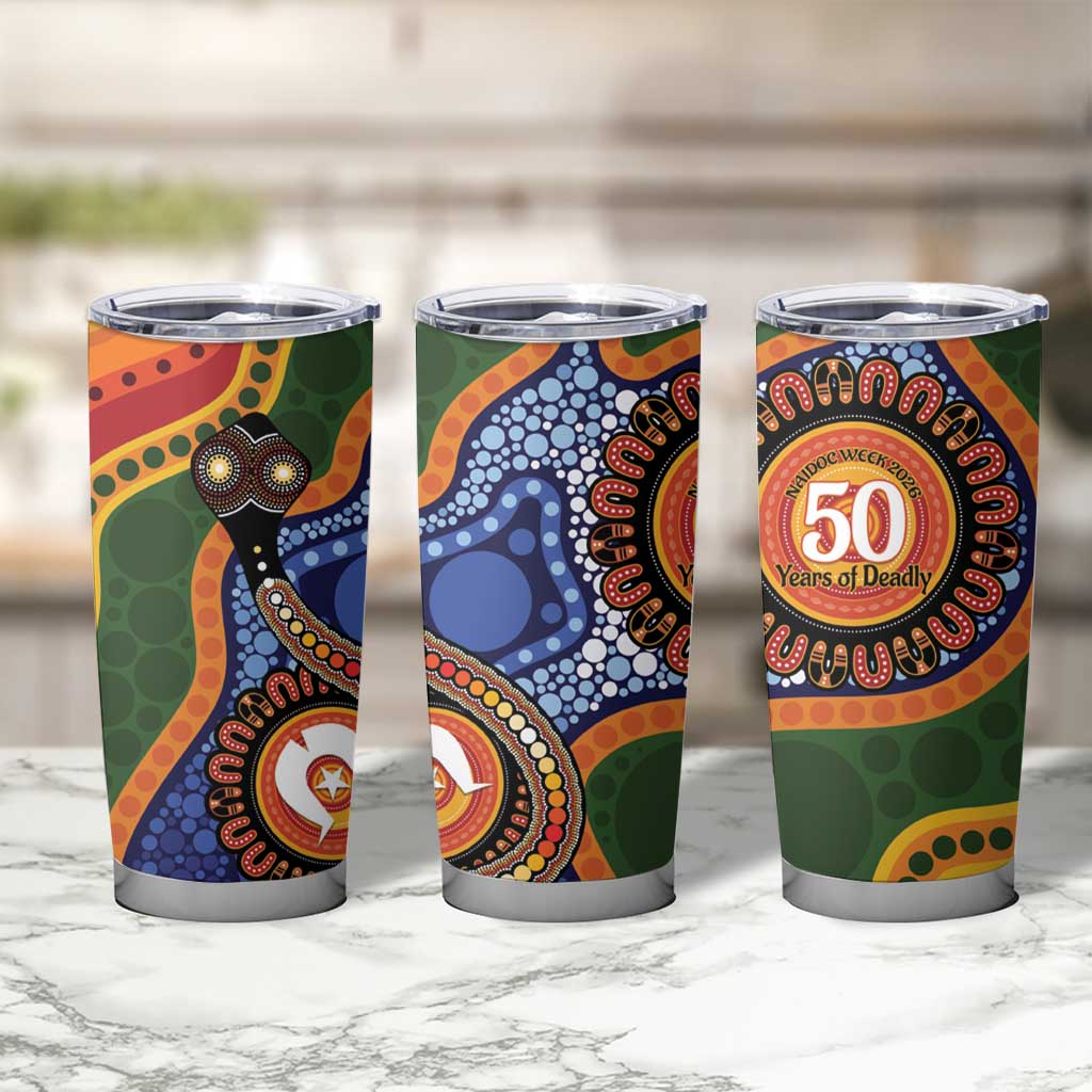 Australia NAIDOC Week 2026 Tumbler Cup 50 Years of Deadly Dhari Snake Aboriginal Art