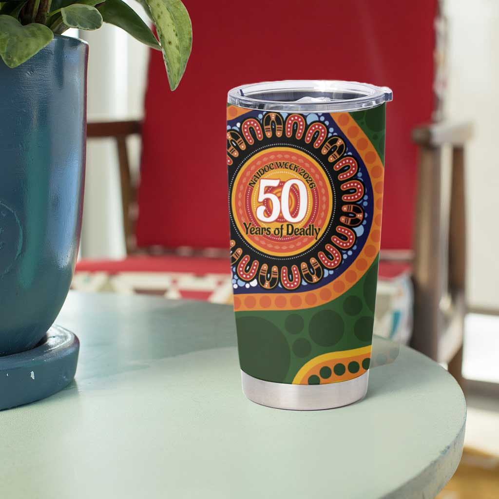 Australia NAIDOC Week 2026 Tumbler Cup 50 Years of Deadly Dhari Snake Aboriginal Art