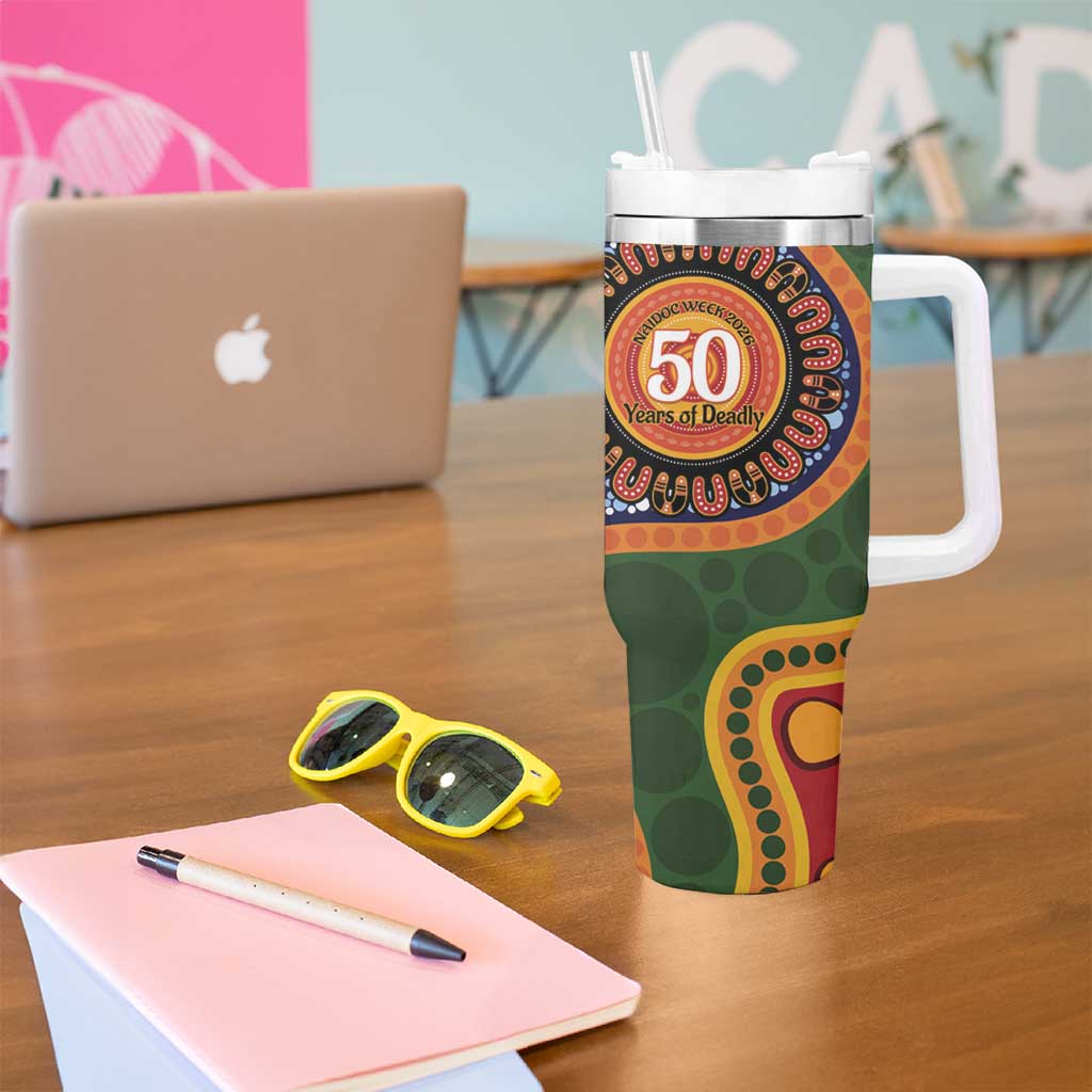 Australia NAIDOC Week 2026 Tumbler With Handle 50 Years of Deadly Dhari Snake Aboriginal Art