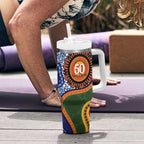 Australia NAIDOC Week 2026 Tumbler With Handle 50 Years of Deadly Dhari Snake Aboriginal Art