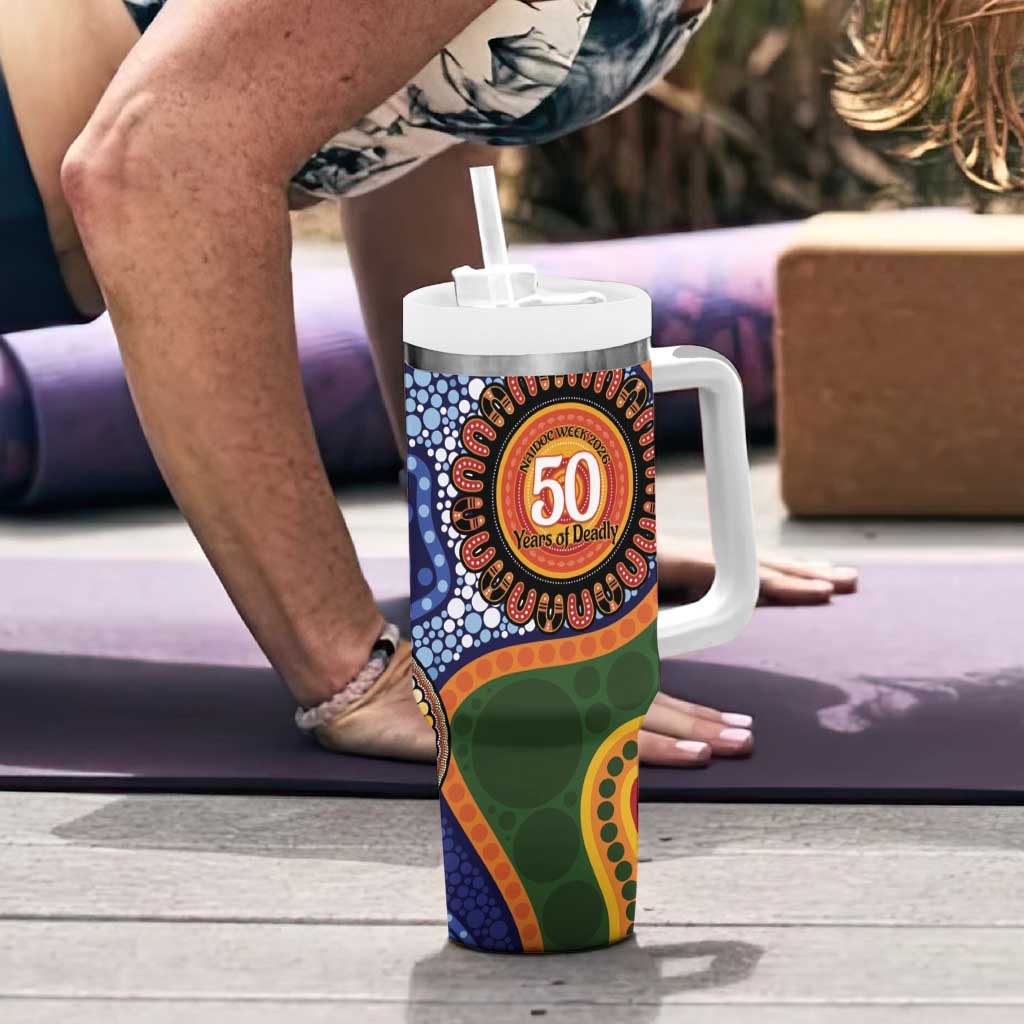 Australia NAIDOC Week 2026 Tumbler With Handle 50 Years of Deadly Dhari Snake Aboriginal Art