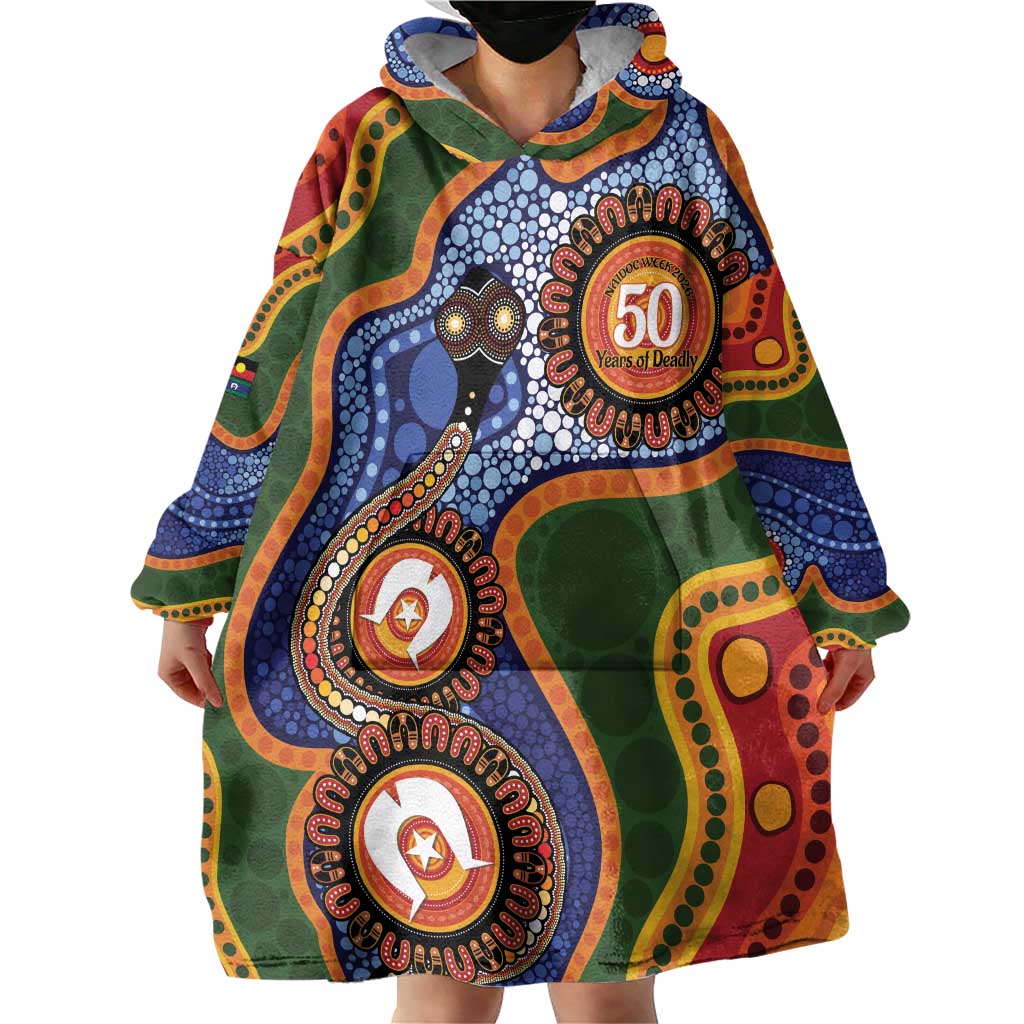 Australia NAIDOC Week 2026 Wearable Blanket Hoodie 50 Years of Deadly Dhari Snake Aboriginal Art