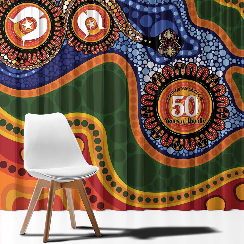 Australia NAIDOC Week 2026 Window Curtain 50 Years of Deadly Dhari Snake Aboriginal Art