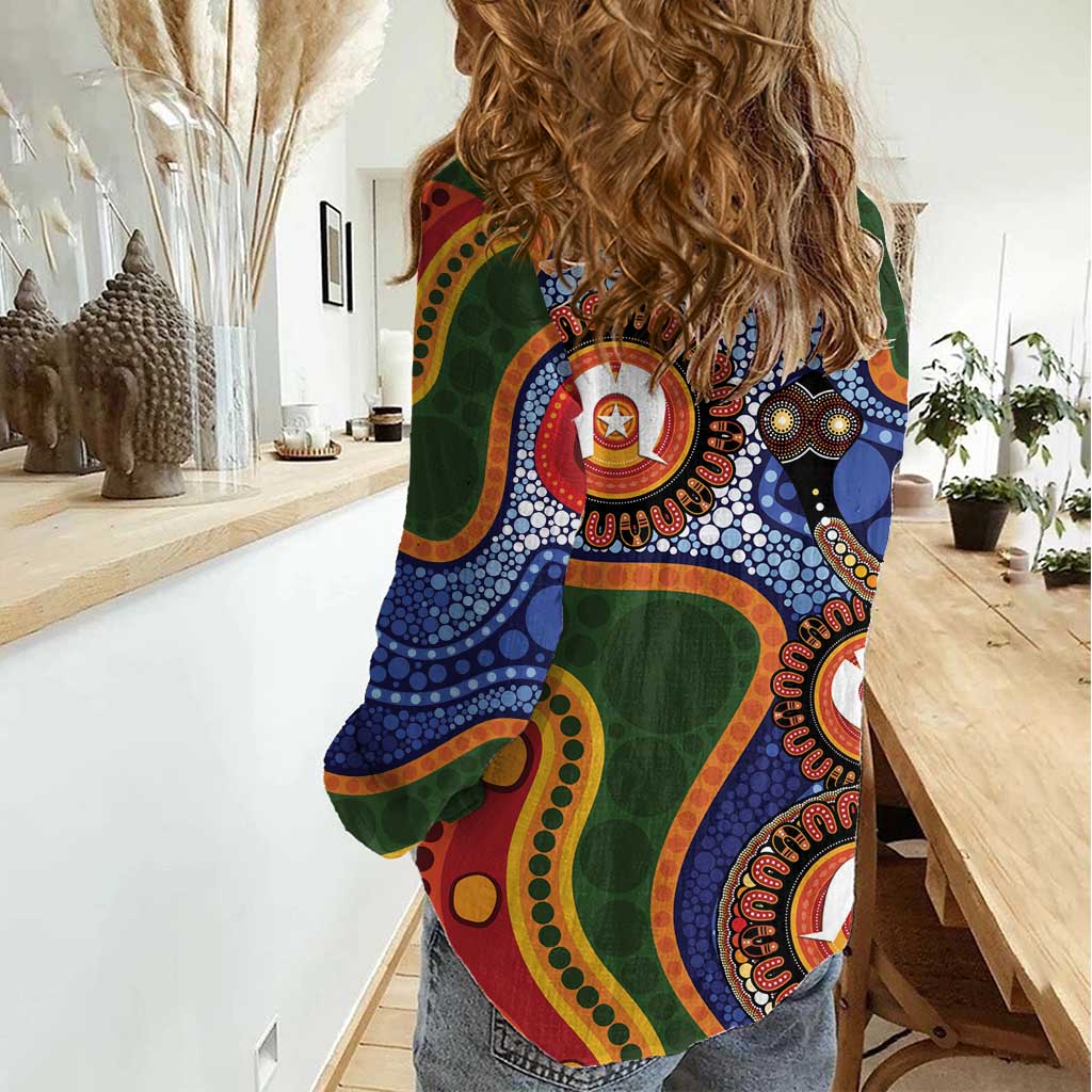 Australia NAIDOC Week 2026 Women Casual Shirt 50 Years of Deadly Dhari Snake Aboriginal Art
