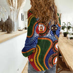 Australia NAIDOC Week 2026 Women Casual Shirt 50 Years of Deadly Dhari Snake Aboriginal Art