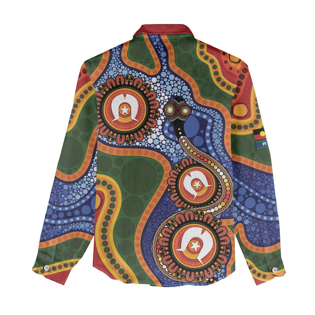 Australia NAIDOC Week 2026 Women Casual Shirt 50 Years of Deadly Dhari Snake Aboriginal Art