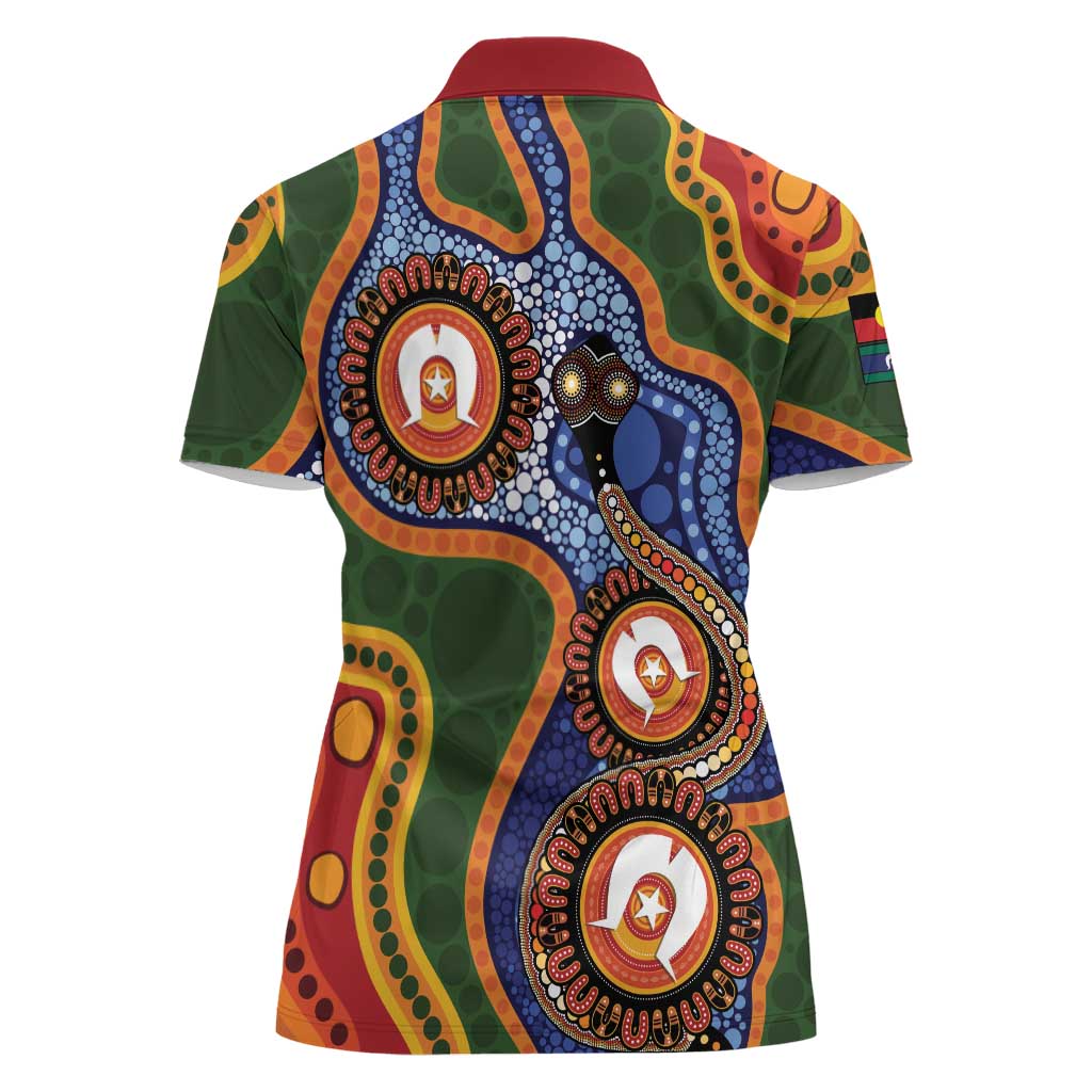 Australia NAIDOC Week 2026 Women Polo Shirt 50 Years of Deadly Dhari Snake Aboriginal Art