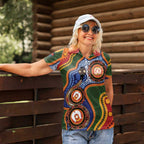 Australia NAIDOC Week 2026 Women Polo Shirt 50 Years of Deadly Dhari Snake Aboriginal Art