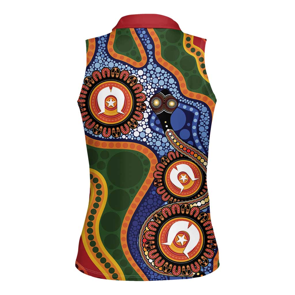 Australia NAIDOC Week 2026 Women Sleeveless Polo Shirt 50 Years of Deadly Dhari Snake Aboriginal Art