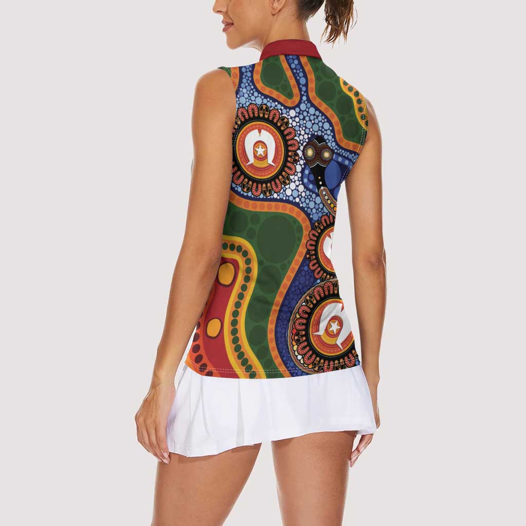Australia NAIDOC Week 2026 Women Sleeveless Polo Shirt 50 Years of Deadly Dhari Snake Aboriginal Art