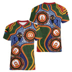 Australia NAIDOC Week 2026 Women V-Neck T-Shirt 50 Years of Deadly Dhari Snake Aboriginal Art