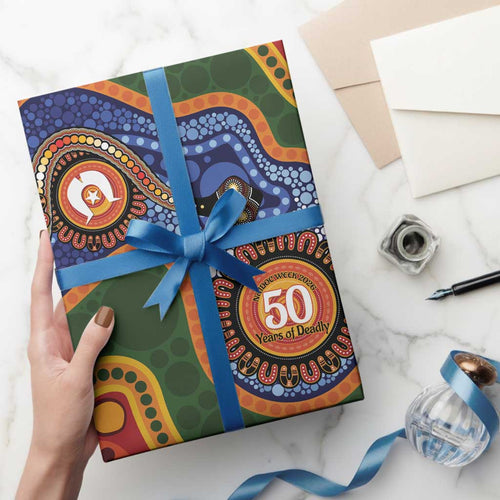 Australia NAIDOC Week 2026 Wrapping Paper 50 Years of Deadly Dhari Snake Aboriginal Art