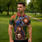 Australia NAIDOC Week 2026 Zipper Polo Shirt 50 Years of Deadly Dhari Snake Aboriginal Art