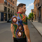 Australia NAIDOC Week 2026 Zipper Polo Shirt 50 Years of Deadly Dhari Snake Aboriginal Art