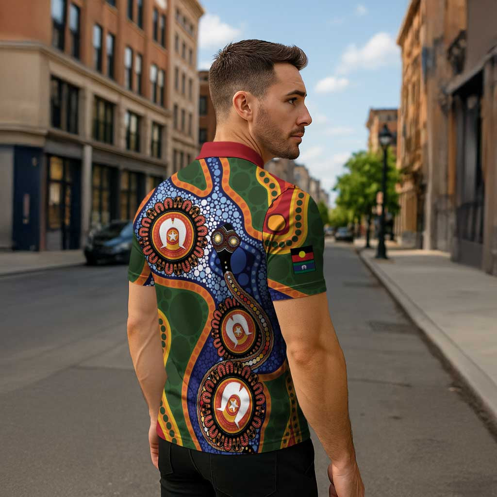 Australia NAIDOC Week 2026 Zipper Polo Shirt 50 Years of Deadly Dhari Snake Aboriginal Art