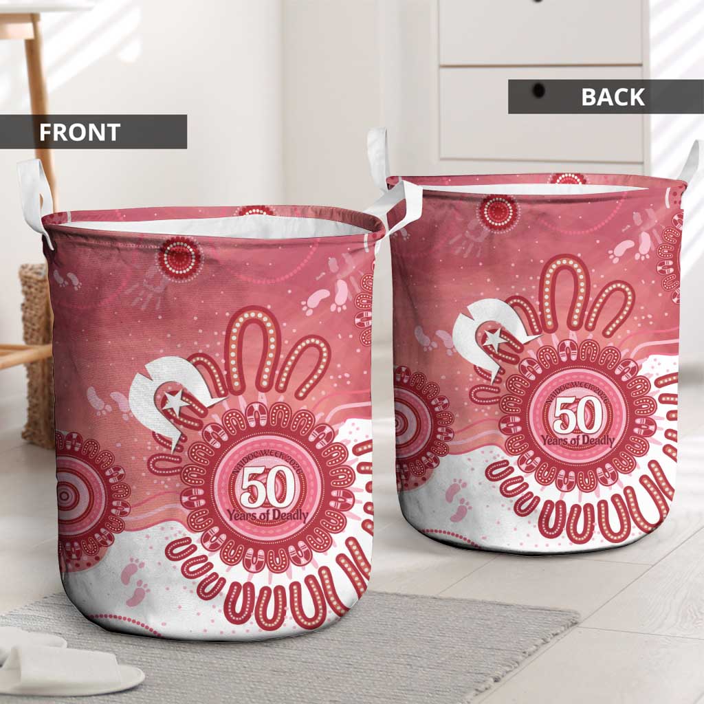 NAIDOC Week 2026 Laundry Basket 50 Years Deadly Dhari Pink Aboriginal Art