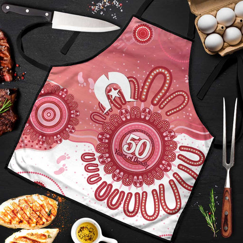 NAIDOC Week 2026 Apron 50 Years Deadly Dhari Pink Aboriginal Art
