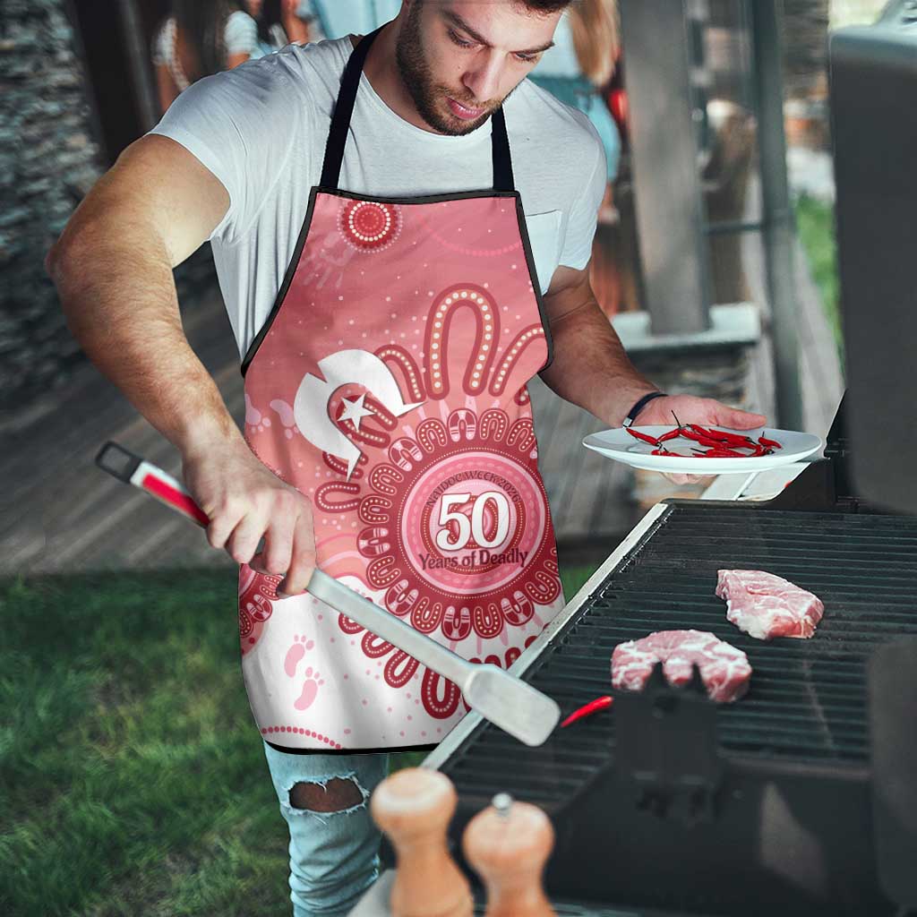 NAIDOC Week 2026 Apron 50 Years Deadly Dhari Pink Aboriginal Art