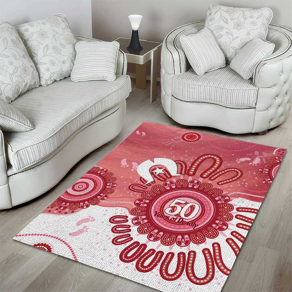 NAIDOC Week 2026 Area Rug 50 Years Deadly Dhari Pink Aboriginal Art
