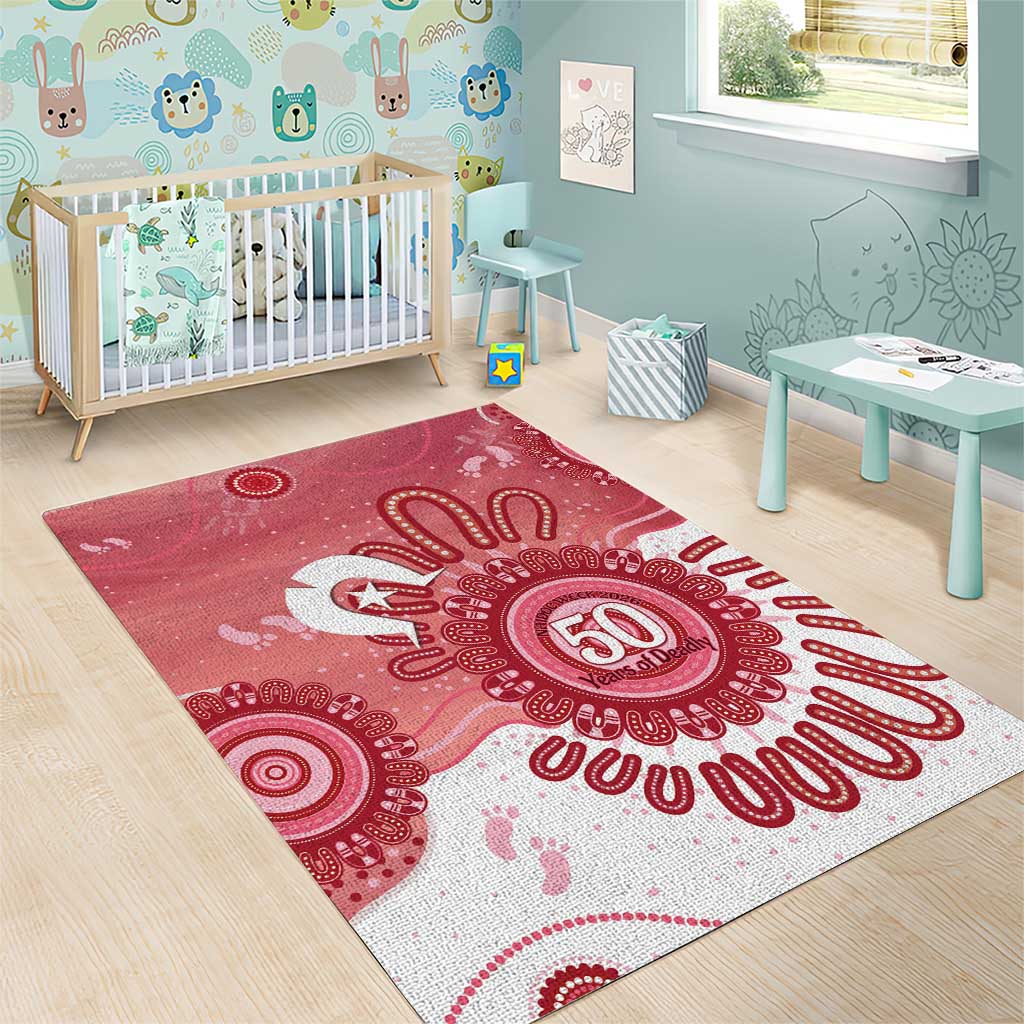 NAIDOC Week 2026 Area Rug 50 Years Deadly Dhari Pink Aboriginal Art