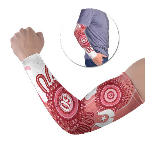 NAIDOC Week 2026 Arm Sleeves 50 Years Deadly Dhari Pink Aboriginal Art