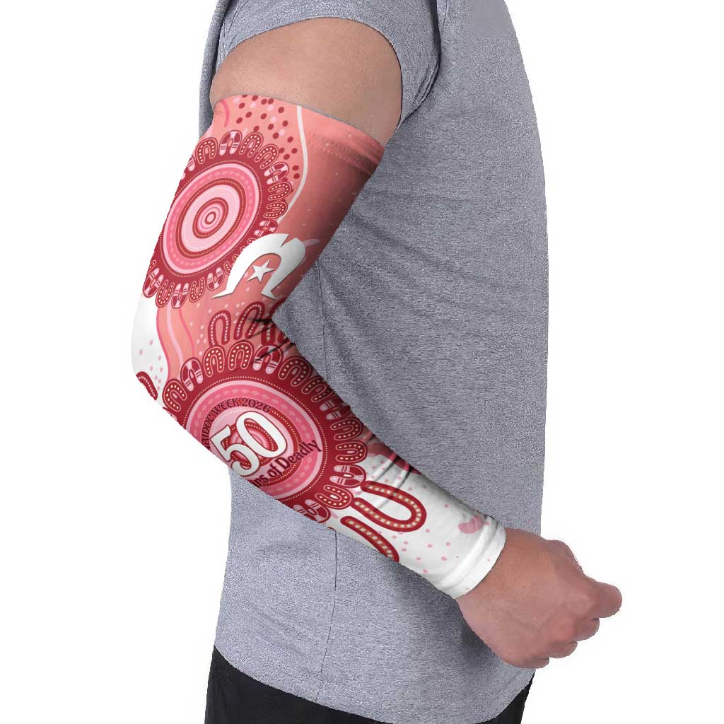 NAIDOC Week 2026 Arm Sleeves 50 Years Deadly Dhari Pink Aboriginal Art