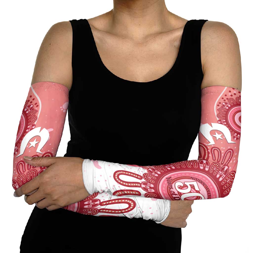 NAIDOC Week 2026 Arm Sleeves 50 Years Deadly Dhari Pink Aboriginal Art