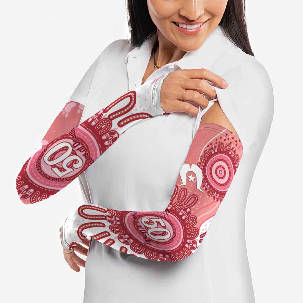 NAIDOC Week 2026 Arm Sleeves 50 Years Deadly Dhari Pink Aboriginal Art