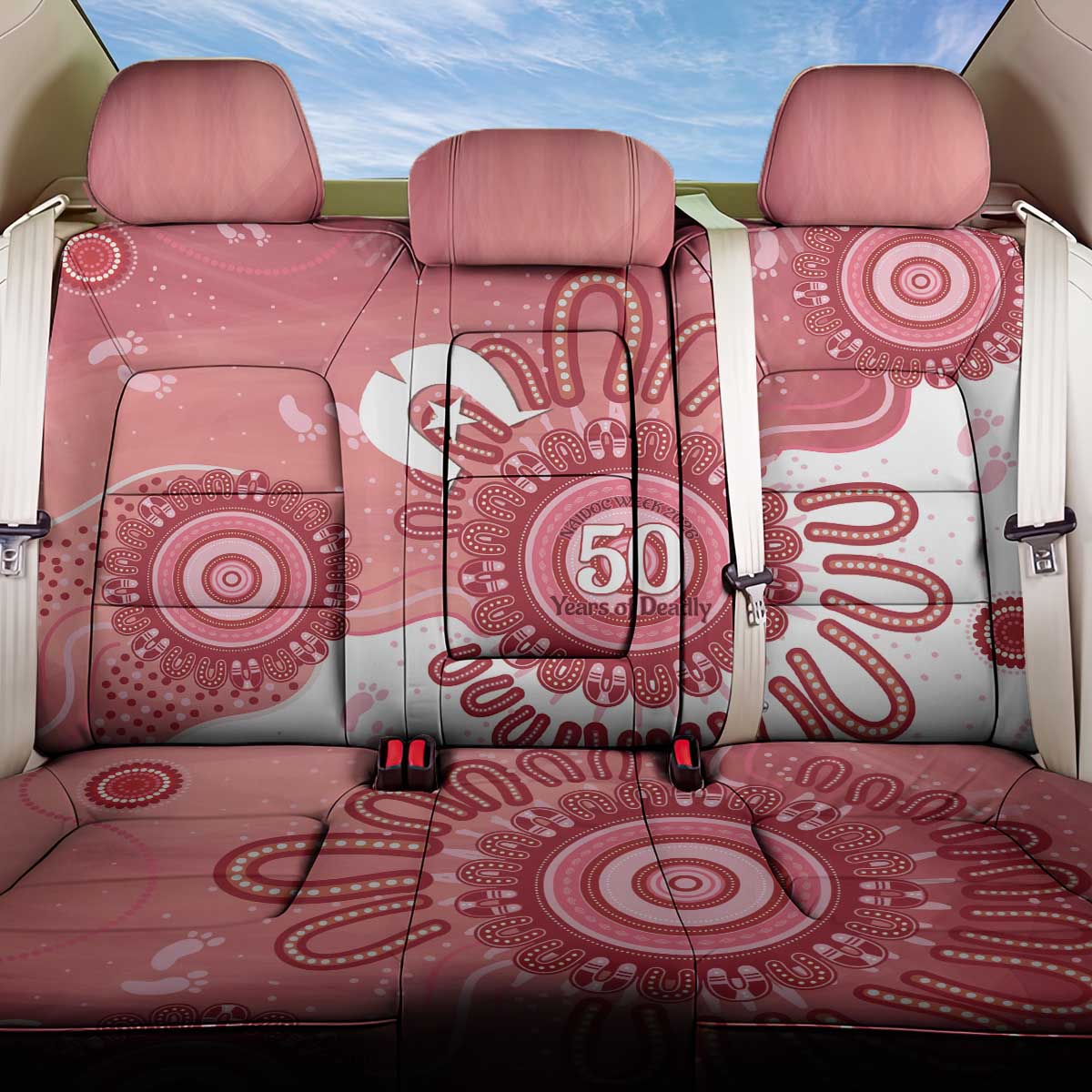 NAIDOC Week 2026 Back Car Seat Cover 50 Years Deadly Dhari Pink Aboriginal Art