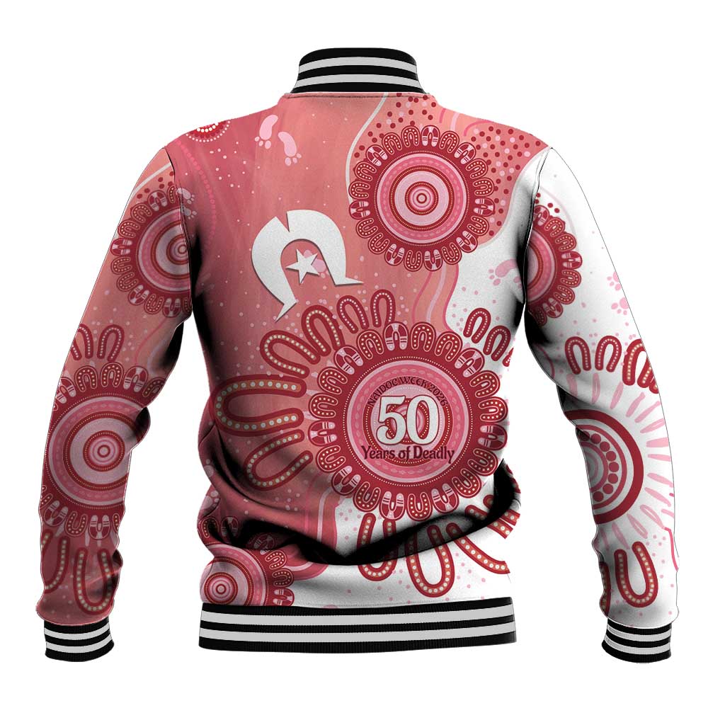 NAIDOC Week 2026 Baseball Jacket 50 Years Deadly Dhari Pink Aboriginal Art