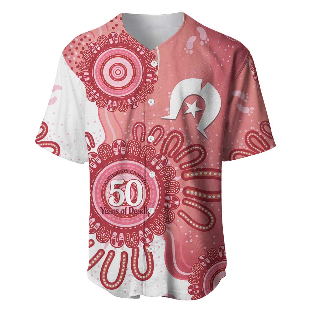 NAIDOC Week 2026 Baseball Jersey 50 Years Deadly Dhari Pink Aboriginal Art