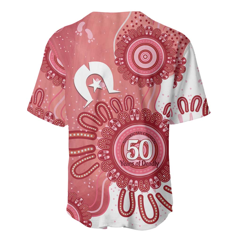 NAIDOC Week 2026 Baseball Jersey 50 Years Deadly Dhari Pink Aboriginal Art