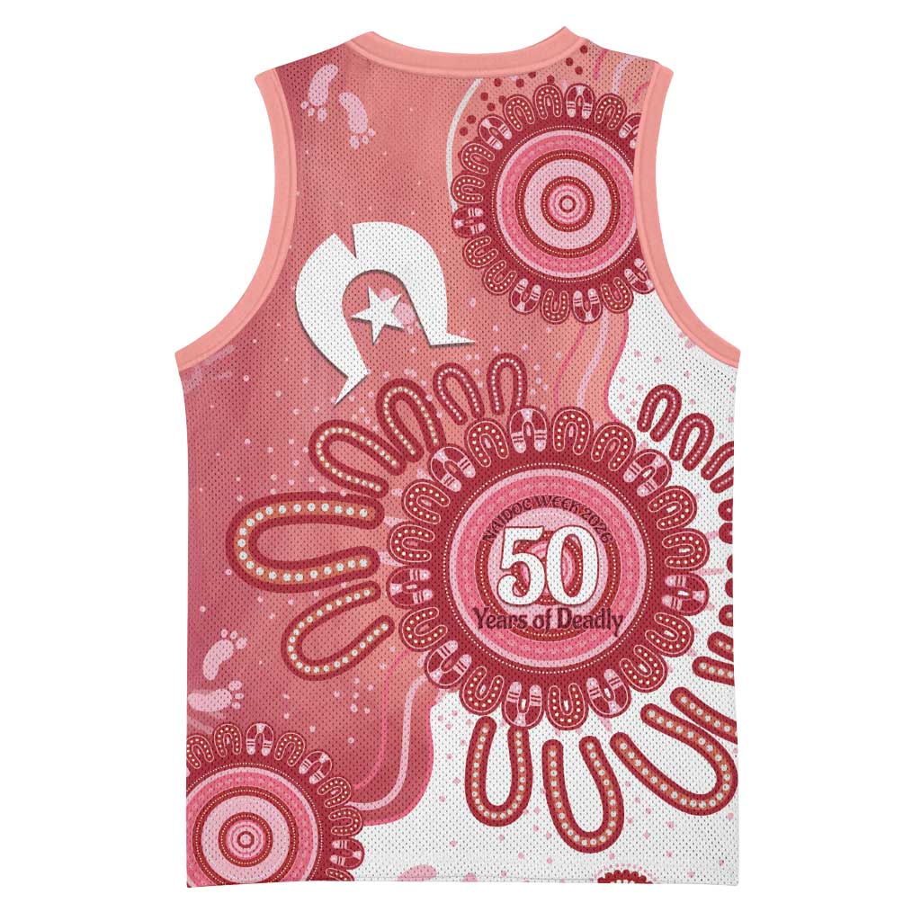 NAIDOC Week 2026 Basketball Jersey 50 Years Deadly Dhari Pink Aboriginal Art