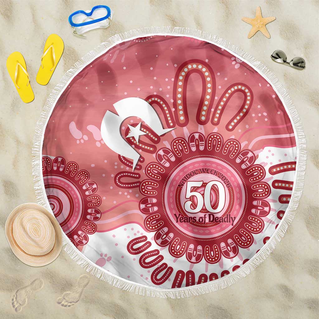 NAIDOC Week 2026 Beach Blanket 50 Years Deadly Dhari Pink Aboriginal Art