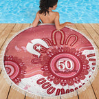 NAIDOC Week 2026 Beach Blanket 50 Years Deadly Dhari Pink Aboriginal Art
