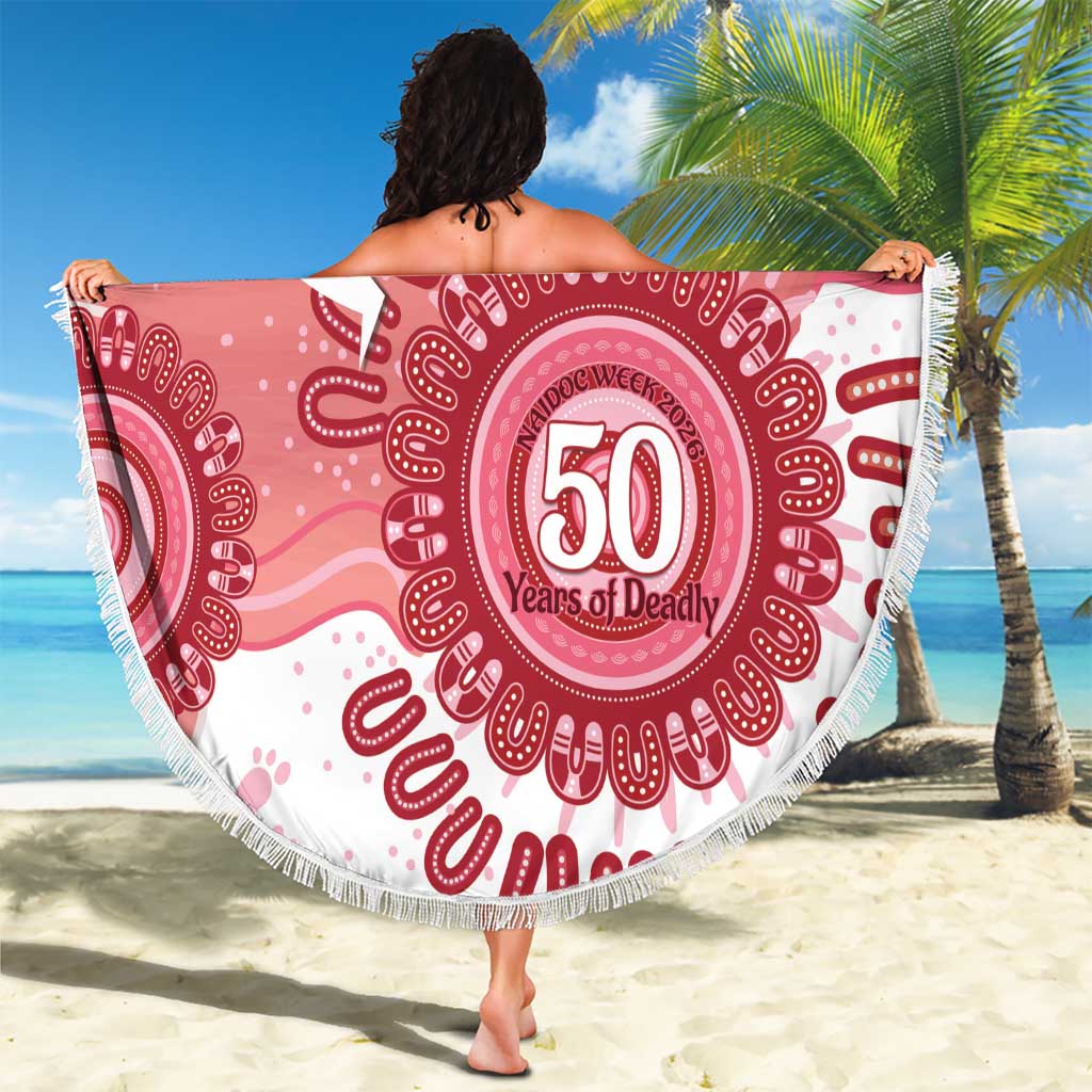 NAIDOC Week 2026 Beach Blanket 50 Years Deadly Dhari Pink Aboriginal Art