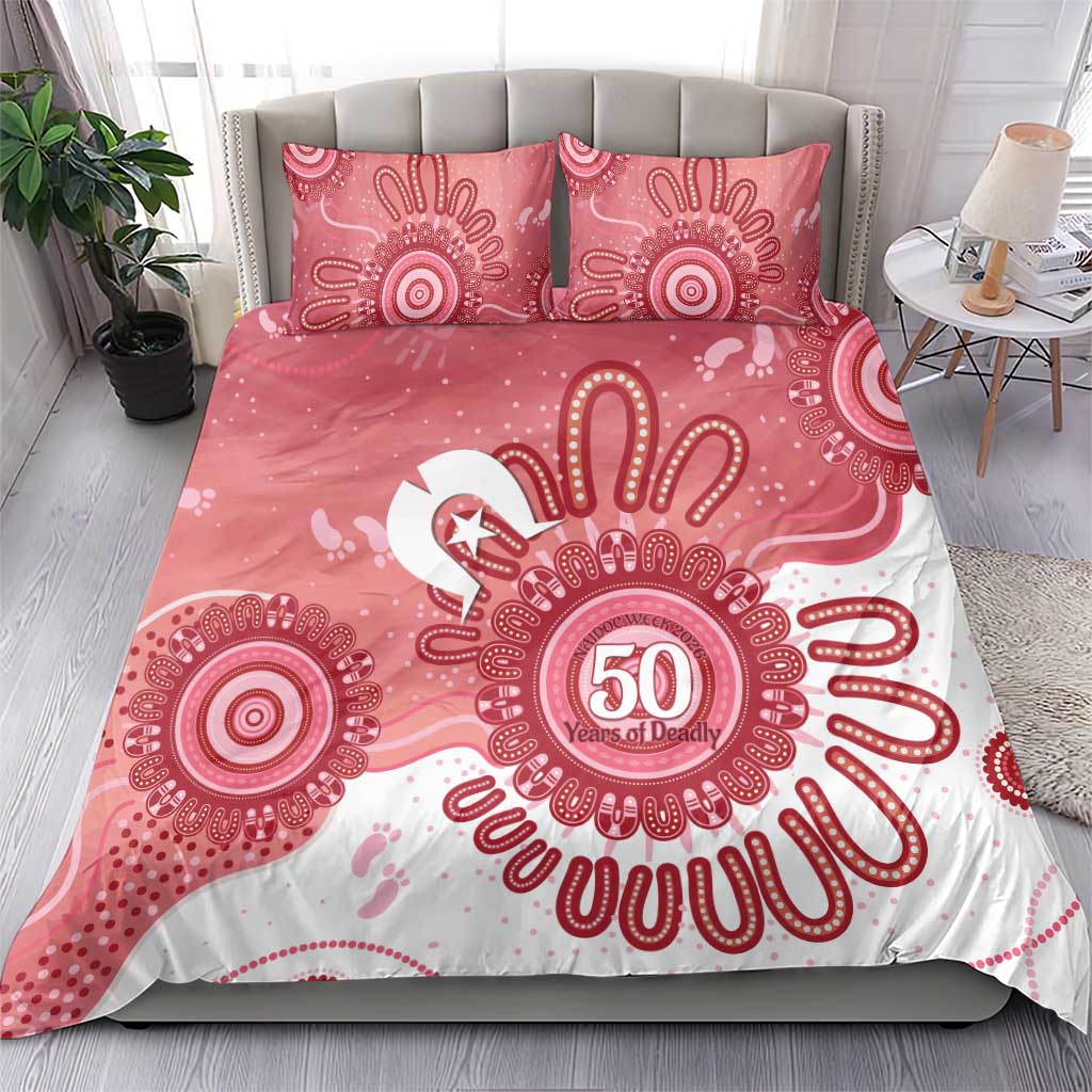 NAIDOC Week 2026 Bedding Set 50 Years Deadly Dhari Pink Aboriginal Art