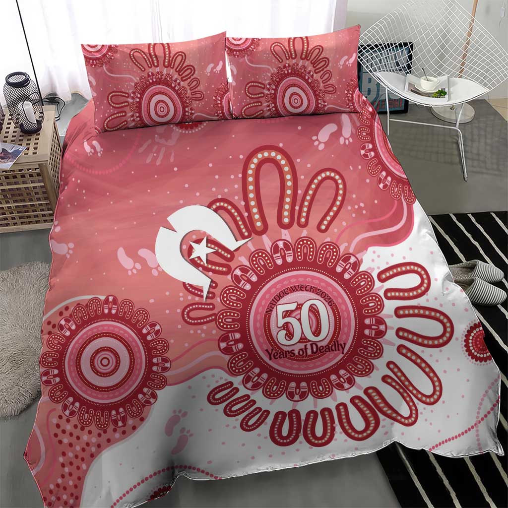 NAIDOC Week 2026 Bedding Set 50 Years Deadly Dhari Pink Aboriginal Art