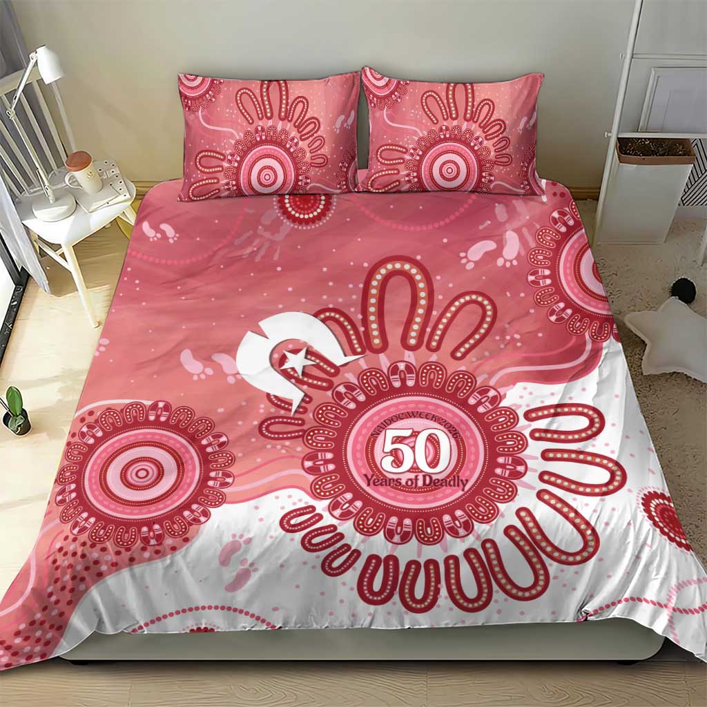 NAIDOC Week 2026 Bedding Set 50 Years Deadly Dhari Pink Aboriginal Art